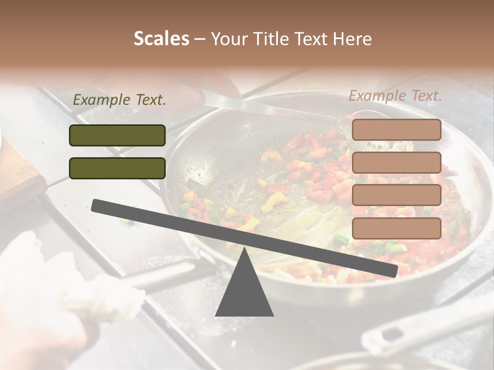 Chef Hands With Frying Pan On Professional Kitchen PowerPoint Template
