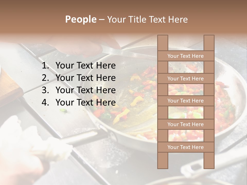 Chef Hands With Frying Pan On Professional Kitchen PowerPoint Template