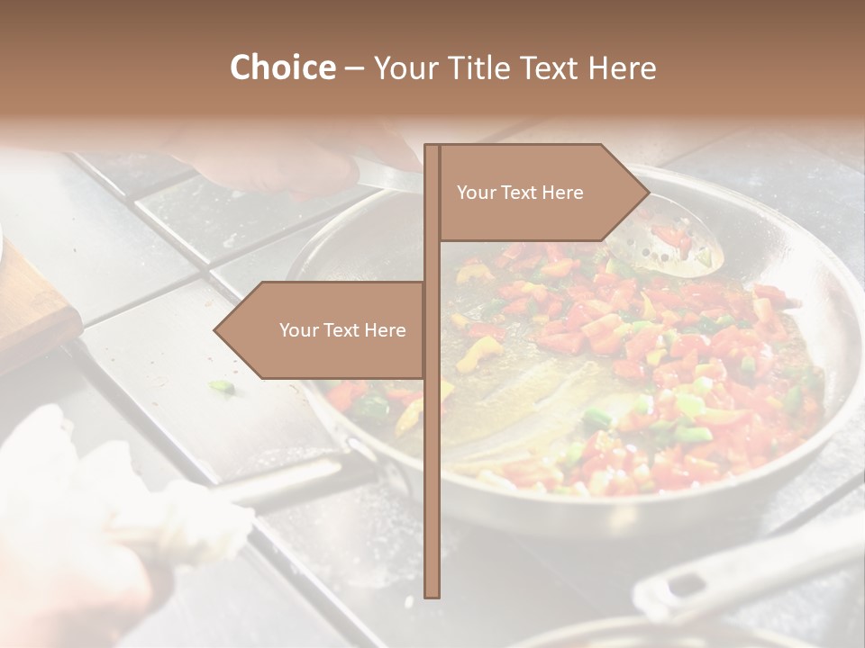 Chef Hands With Frying Pan On Professional Kitchen PowerPoint Template