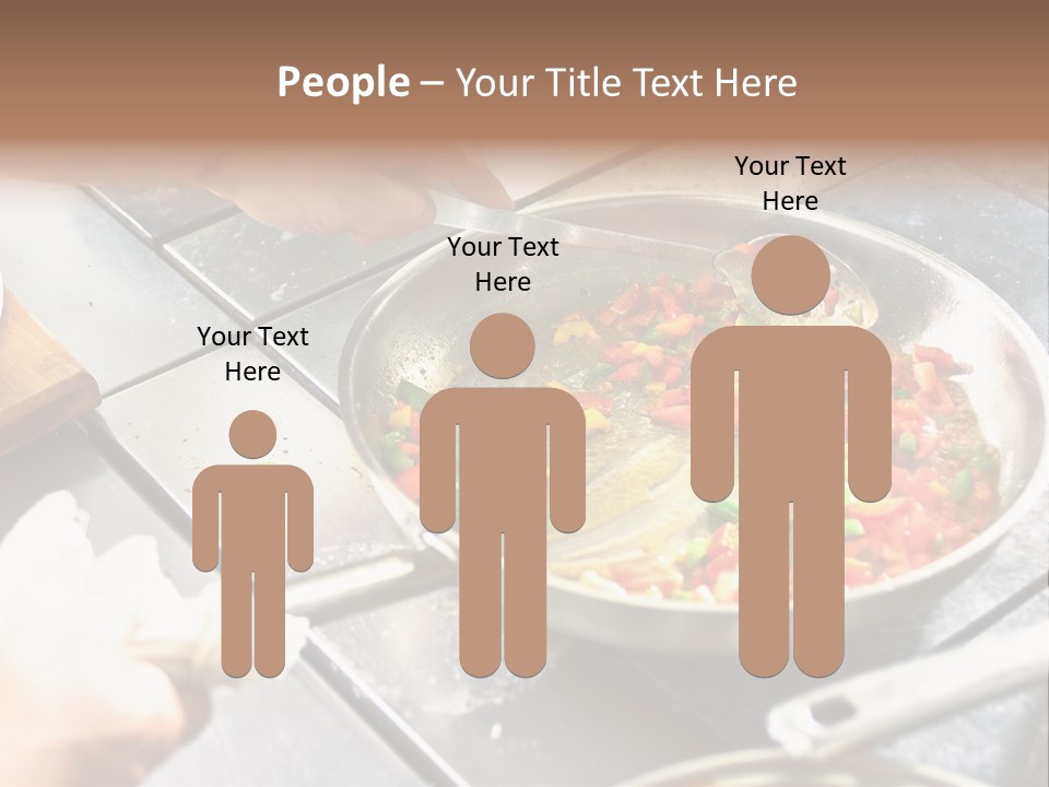 Chef Hands With Frying Pan On Professional Kitchen PowerPoint Template