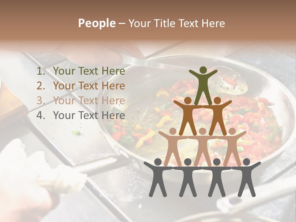 Chef Hands With Frying Pan On Professional Kitchen PowerPoint Template