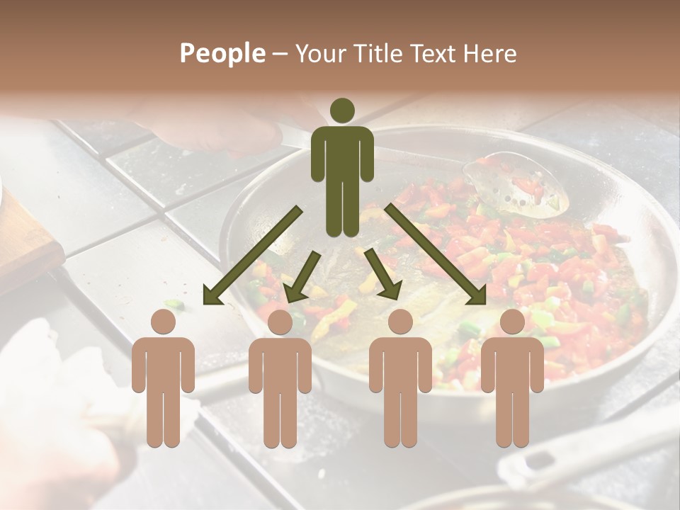 Chef Hands With Frying Pan On Professional Kitchen PowerPoint Template