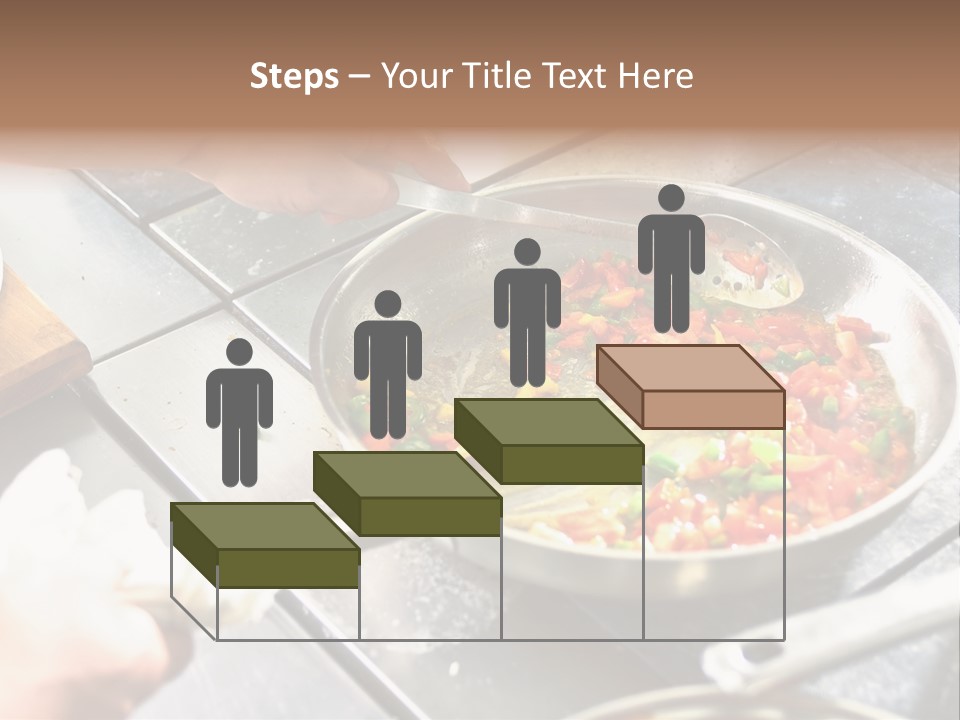 Chef Hands With Frying Pan On Professional Kitchen PowerPoint Template