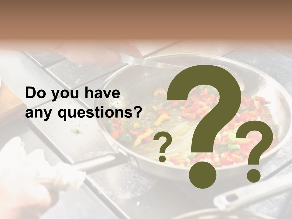 Chef Hands With Frying Pan On Professional Kitchen PowerPoint Template