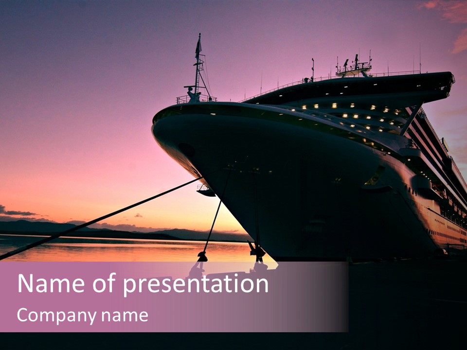 Cruise Ship Docked In Ushuaia At Sunrise PowerPoint Template