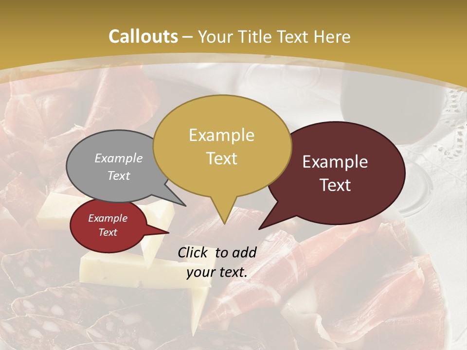 Plate With Different Sort Of Salami And Prosciutto PowerPoint Template