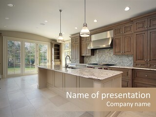 Kitchen In New Construction House PowerPoint Template