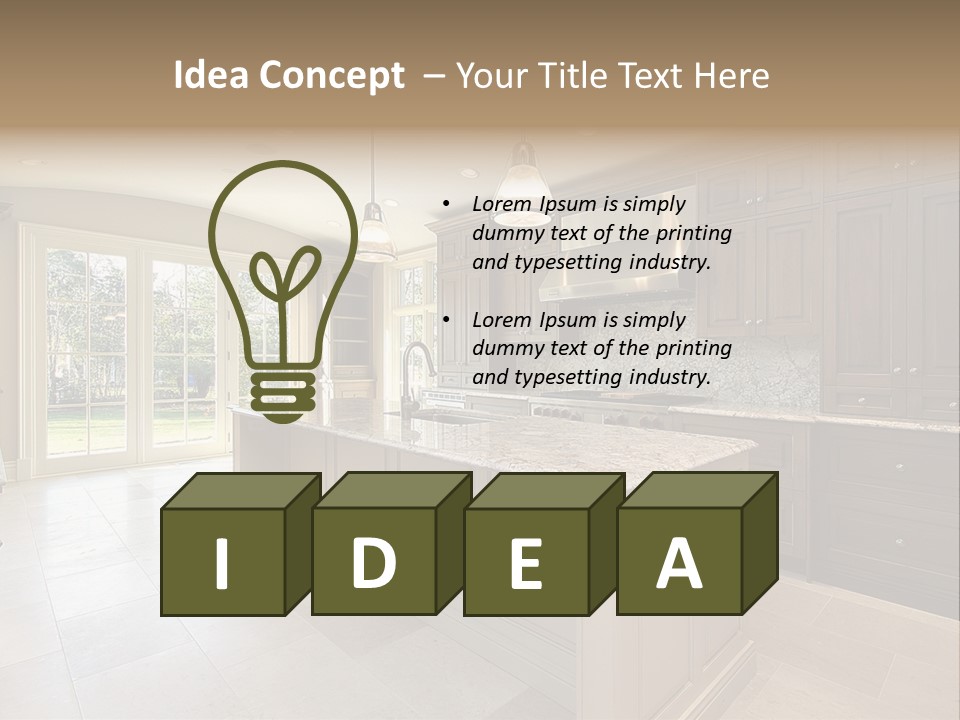 Kitchen In New Construction House PowerPoint Template