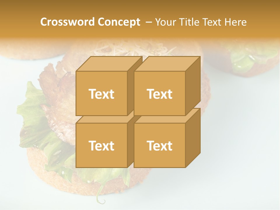 Lettuce, Fried Seitan Slice And Grown Soy Shoots With Bread, Tapa Appetizer PowerPoint Template