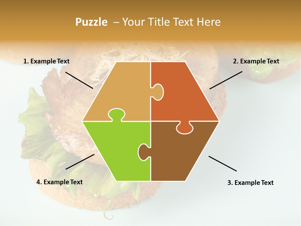 Lettuce, Fried Seitan Slice And Grown Soy Shoots With Bread, Tapa Appetizer PowerPoint Template