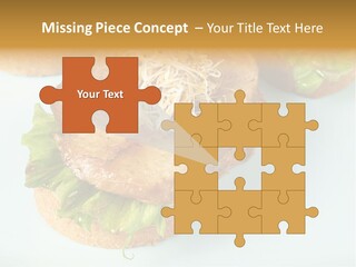 Lettuce, Fried Seitan Slice And Grown Soy Shoots With Bread, Tapa Appetizer PowerPoint Template