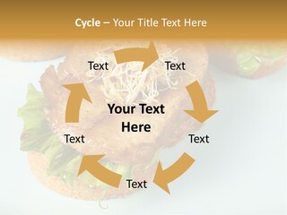 Lettuce, Fried Seitan Slice And Grown Soy Shoots With Bread, Tapa Appetizer PowerPoint Template