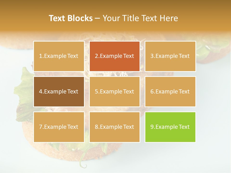 Lettuce, Fried Seitan Slice And Grown Soy Shoots With Bread, Tapa Appetizer PowerPoint Template