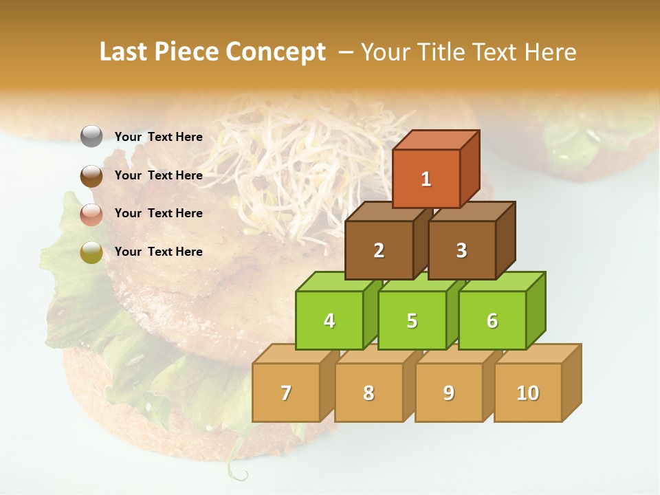 Lettuce, Fried Seitan Slice And Grown Soy Shoots With Bread, Tapa Appetizer PowerPoint Template