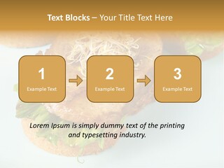 Lettuce, Fried Seitan Slice And Grown Soy Shoots With Bread, Tapa Appetizer PowerPoint Template