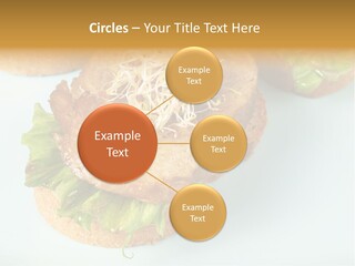 Lettuce, Fried Seitan Slice And Grown Soy Shoots With Bread, Tapa Appetizer PowerPoint Template