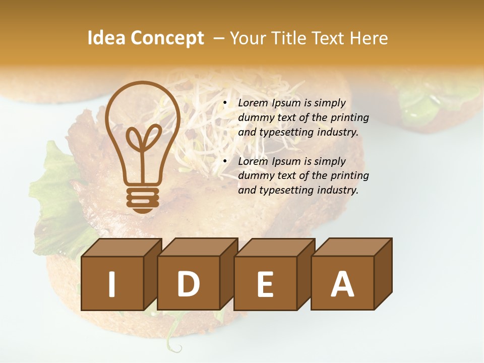 Lettuce, Fried Seitan Slice And Grown Soy Shoots With Bread, Tapa Appetizer PowerPoint Template