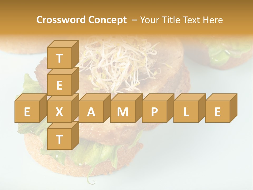 Lettuce, Fried Seitan Slice And Grown Soy Shoots With Bread, Tapa Appetizer PowerPoint Template