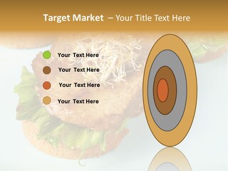 Lettuce, Fried Seitan Slice And Grown Soy Shoots With Bread, Tapa Appetizer PowerPoint Template