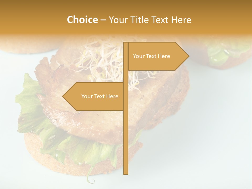 Lettuce, Fried Seitan Slice And Grown Soy Shoots With Bread, Tapa Appetizer PowerPoint Template