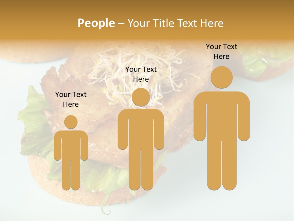 Lettuce, Fried Seitan Slice And Grown Soy Shoots With Bread, Tapa Appetizer PowerPoint Template