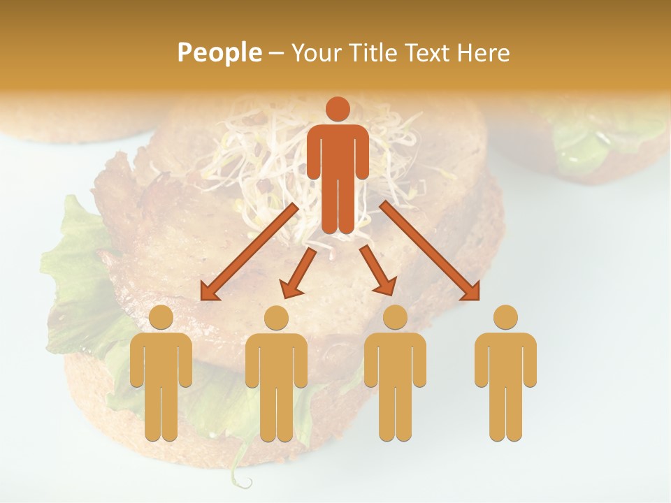 Lettuce, Fried Seitan Slice And Grown Soy Shoots With Bread, Tapa Appetizer PowerPoint Template