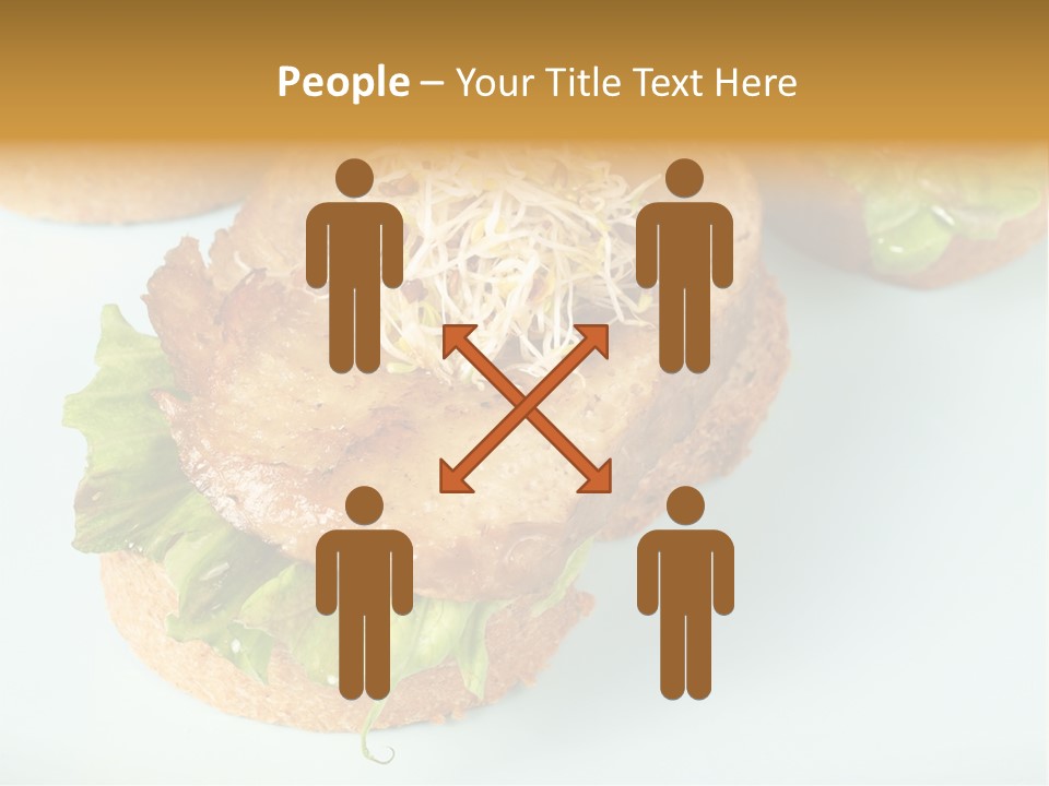 Lettuce, Fried Seitan Slice And Grown Soy Shoots With Bread, Tapa Appetizer PowerPoint Template