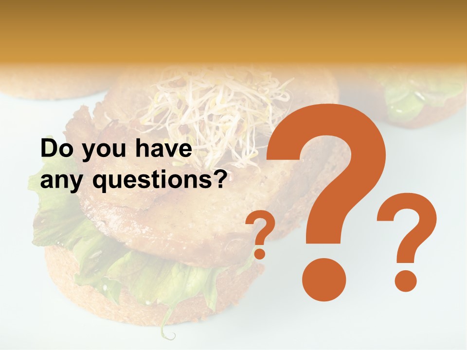 Lettuce, Fried Seitan Slice And Grown Soy Shoots With Bread, Tapa Appetizer PowerPoint Template