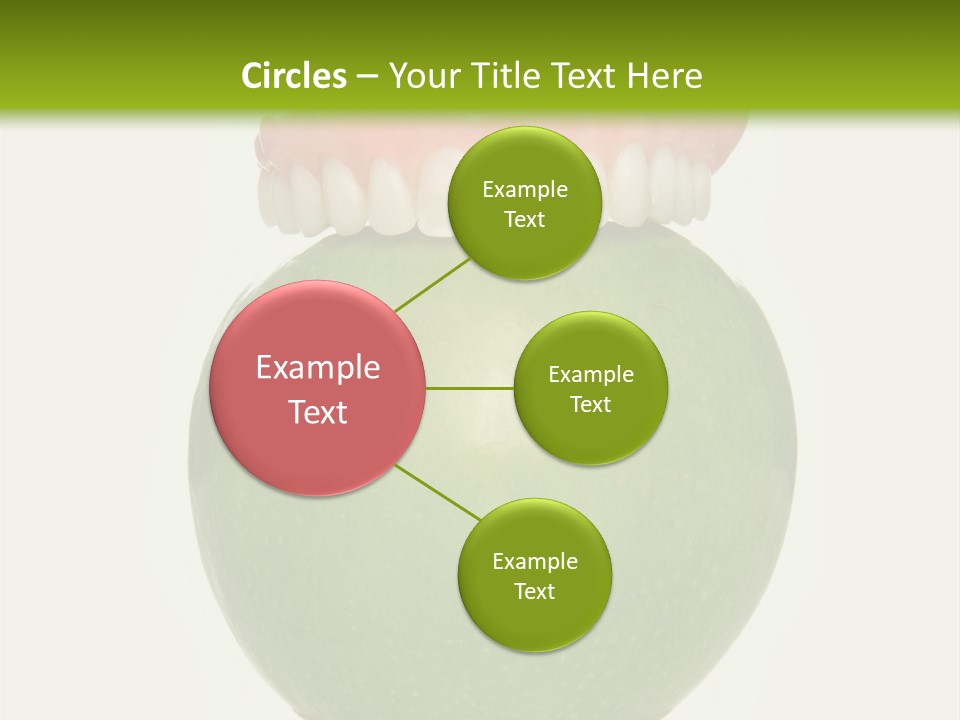 False Teeth Having A Big Bite Into A Green Apple PowerPoint Template