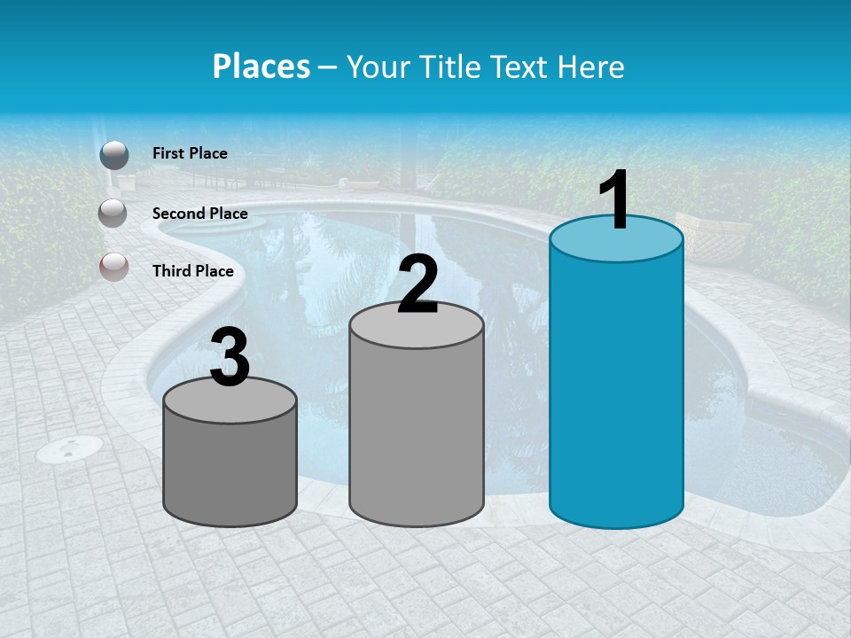 Palms Reflecting On A Swimming Pool PowerPoint Template