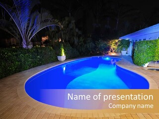 Swimming Pool At Night PowerPoint Template