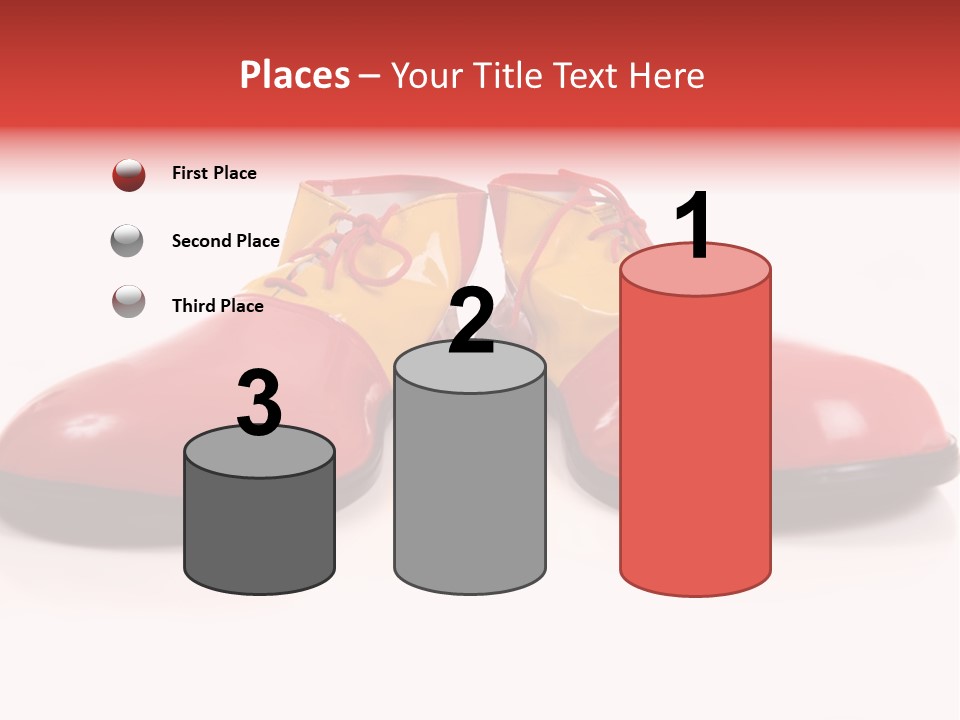 A Pair Of Huge Colorful Clown Shoes On A White Background With Copy Space PowerPoint Template