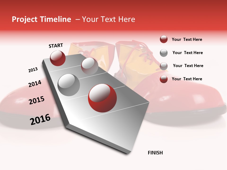 A Pair Of Huge Colorful Clown Shoes On A White Background With Copy Space PowerPoint Template