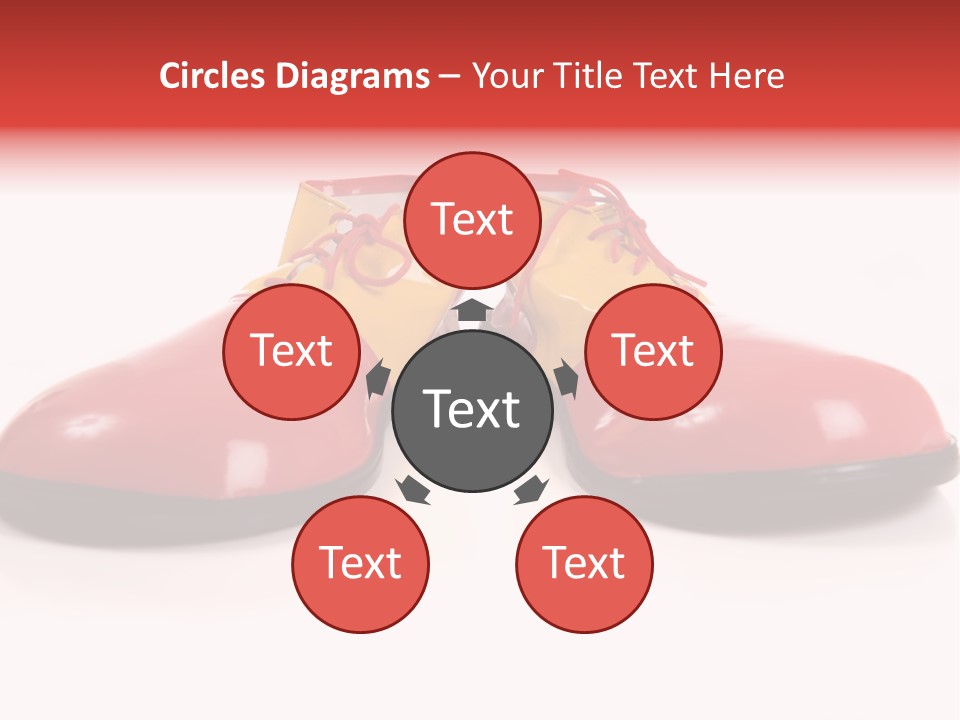 A Pair Of Huge Colorful Clown Shoes On A White Background With Copy Space PowerPoint Template