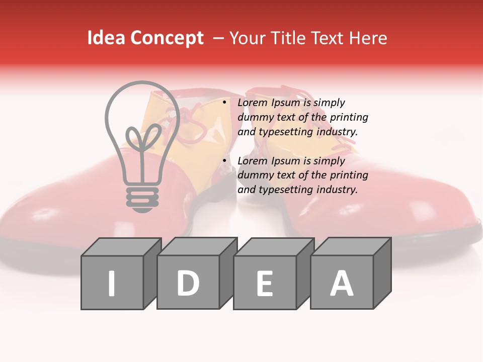 A Pair Of Huge Colorful Clown Shoes On A White Background With Copy Space PowerPoint Template