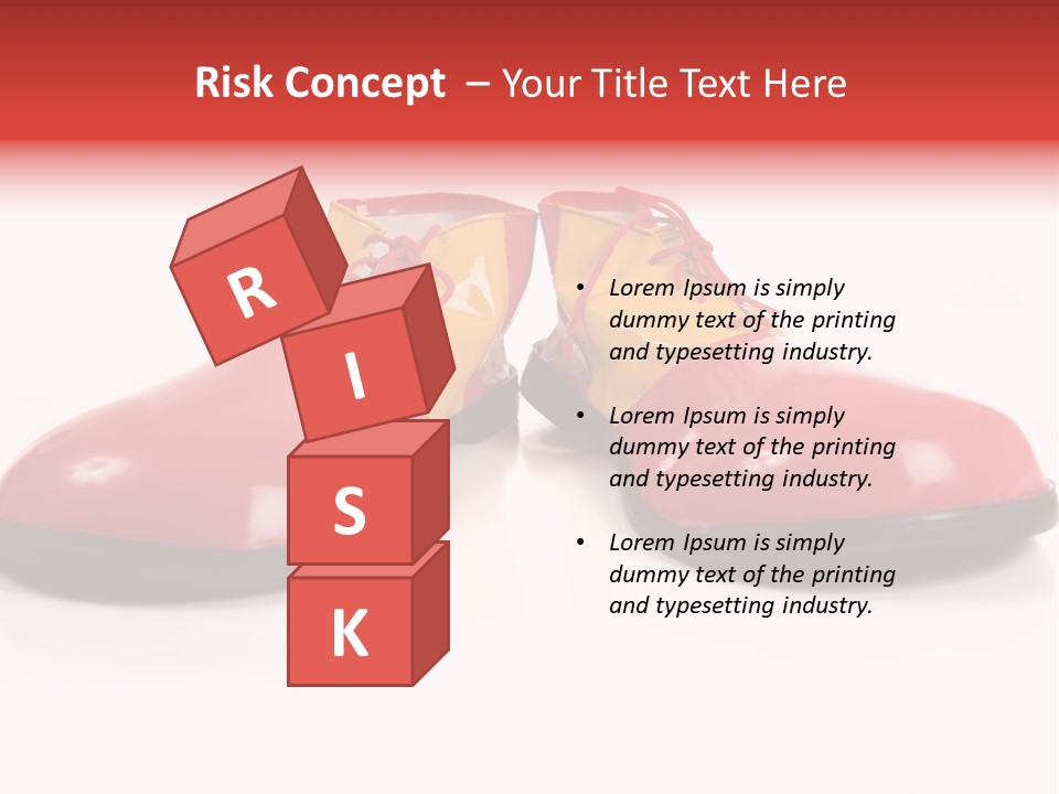 A Pair Of Huge Colorful Clown Shoes On A White Background With Copy Space PowerPoint Template