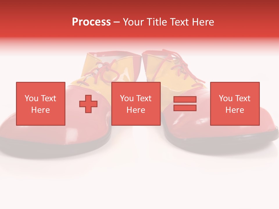 A Pair Of Huge Colorful Clown Shoes On A White Background With Copy Space PowerPoint Template