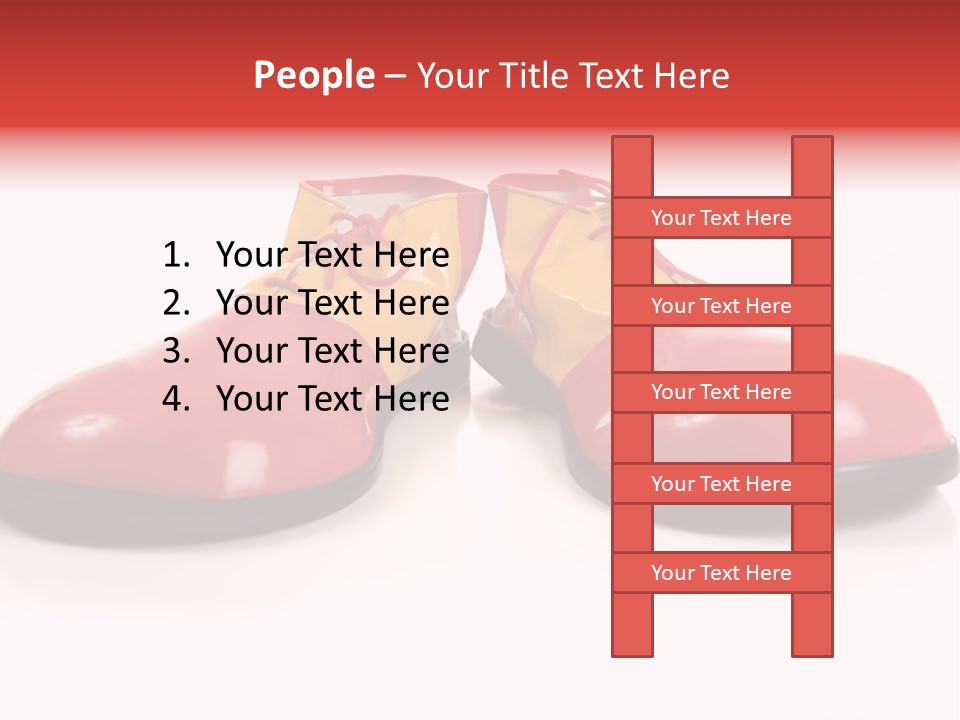 A Pair Of Huge Colorful Clown Shoes On A White Background With Copy Space PowerPoint Template