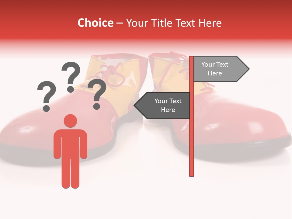 A Pair Of Huge Colorful Clown Shoes On A White Background With Copy Space PowerPoint Template