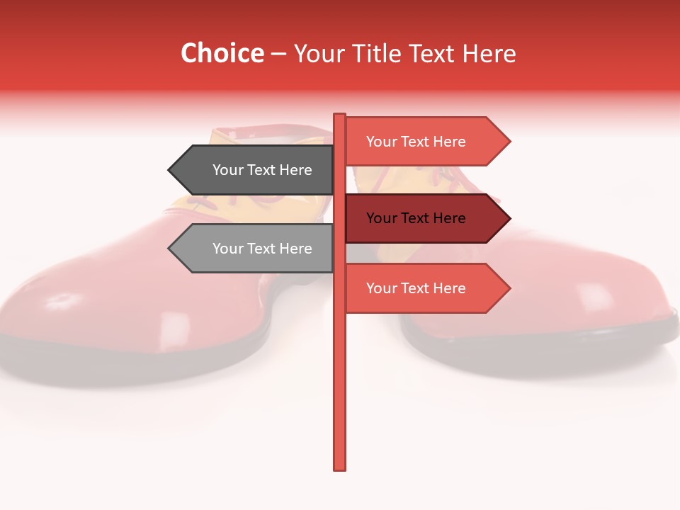A Pair Of Huge Colorful Clown Shoes On A White Background With Copy Space PowerPoint Template