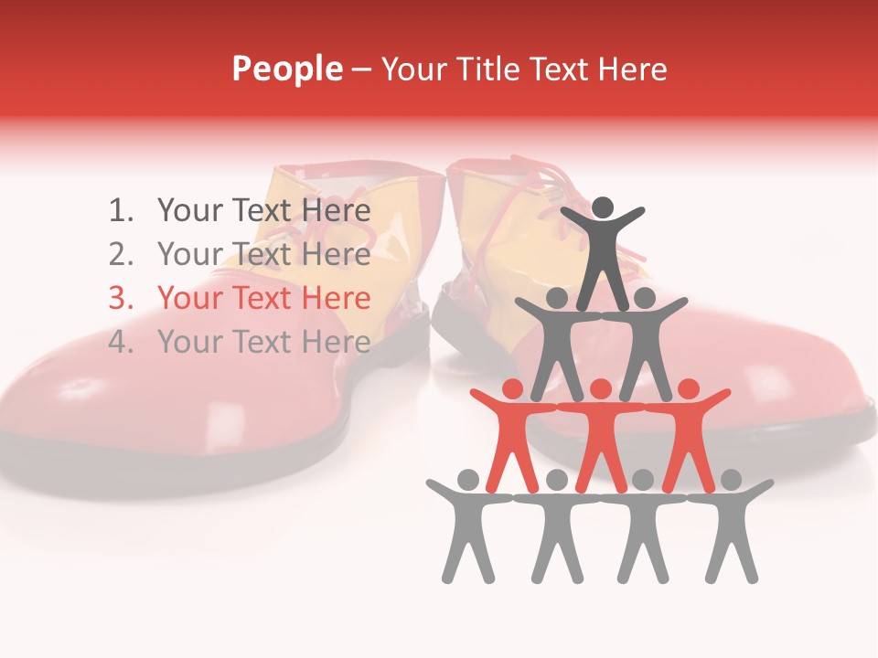 A Pair Of Huge Colorful Clown Shoes On A White Background With Copy Space PowerPoint Template