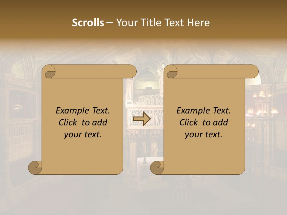 Interior Of A Gothic Church In Barcelona, Spain PowerPoint Template