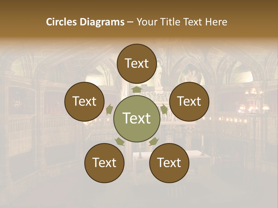 Interior Of A Gothic Church In Barcelona, Spain PowerPoint Template