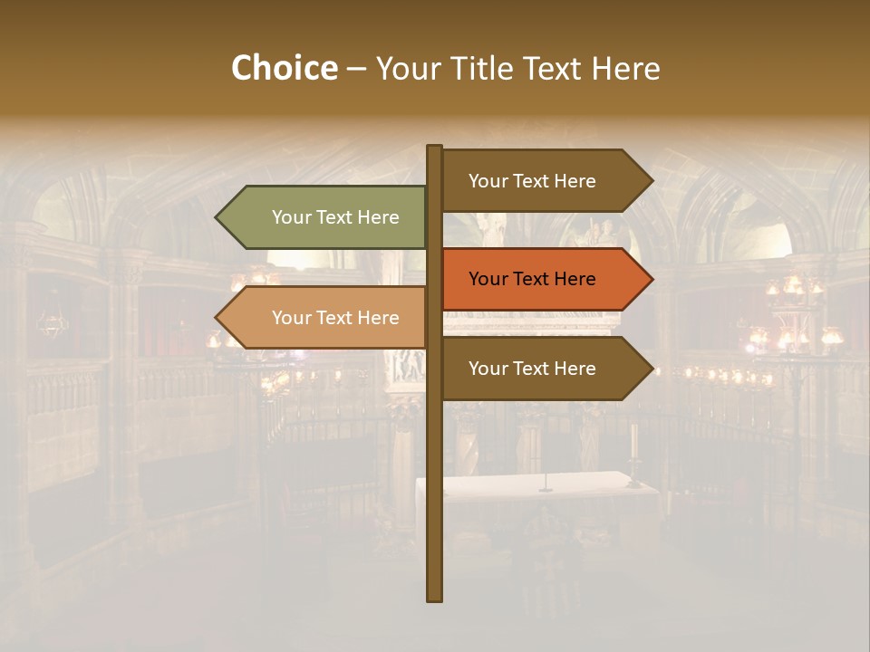 Interior Of A Gothic Church In Barcelona, Spain PowerPoint Template