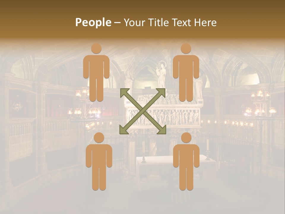 Interior Of A Gothic Church In Barcelona, Spain PowerPoint Template