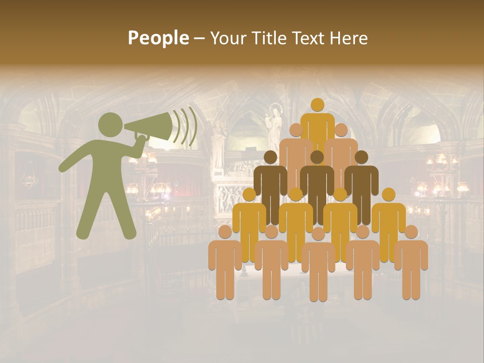 Interior Of A Gothic Church In Barcelona, Spain PowerPoint Template