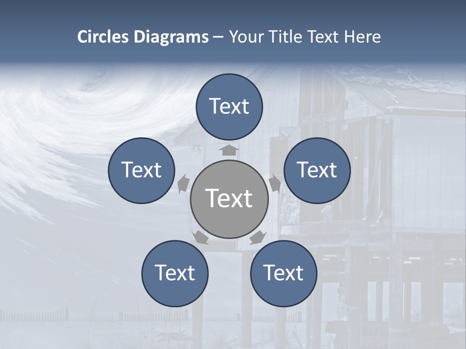 Hurricane Damaged Coastal Home With Storm Overlay PowerPoint Template