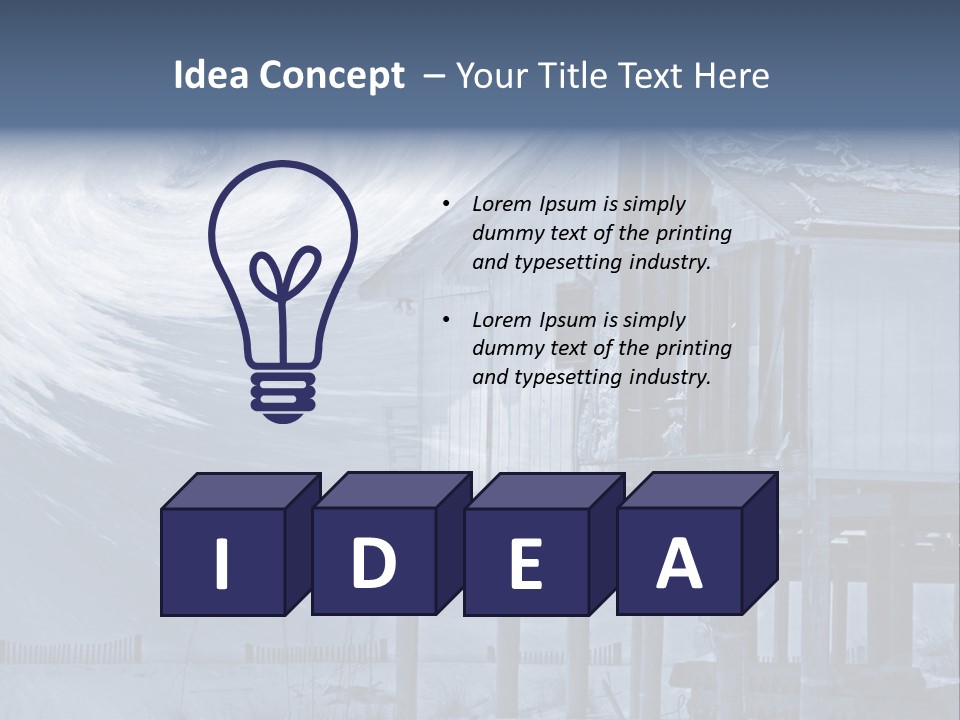 Hurricane Damaged Coastal Home With Storm Overlay PowerPoint Template
