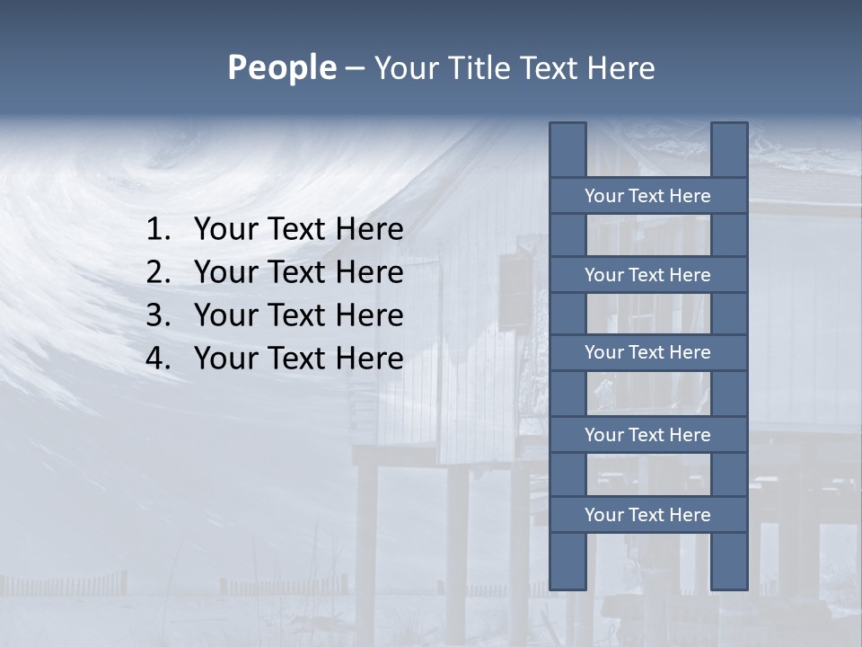 Hurricane Damaged Coastal Home With Storm Overlay PowerPoint Template