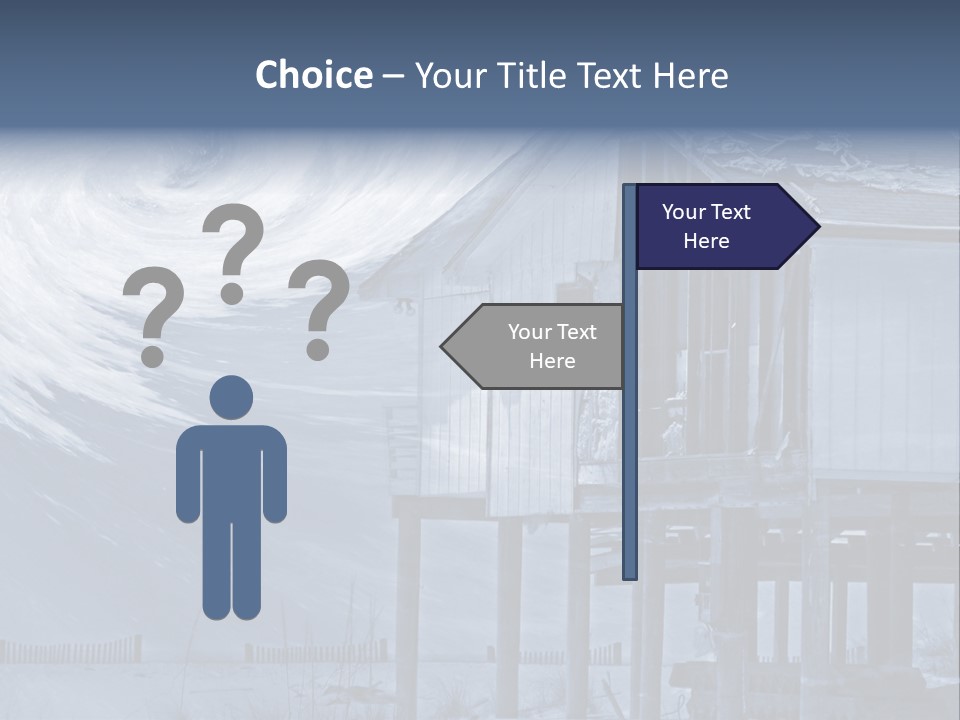 Hurricane Damaged Coastal Home With Storm Overlay PowerPoint Template